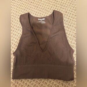Garage Chocolate Ribbed V-Neck Tank Top